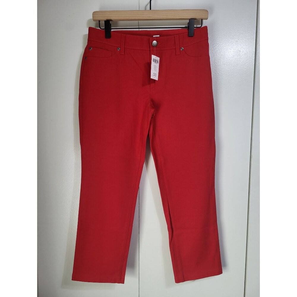 CHICO'S Women's SZ OO (US XS/2) Getaway 5 Pocket Cropped Pants Scarlet Sun Red - Picture 2 of 11